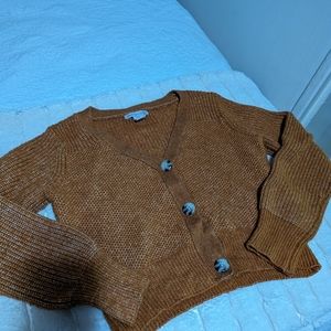 SINCERELY JULES Soft & Comfy cropped Cardian Sweater // Orangey brown